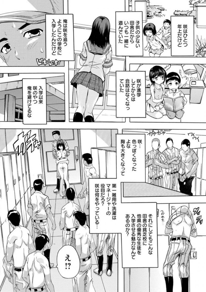 【少年漫画】一つ下の幼馴染が入学し入部してきたが避けている野球部マネージャー…それは部員たちの性処理として扱われているからだった！何人もの部員のチンポを相手して連日精子まみれになっているマネージャー！快楽堕ちした彼女はチンポをひたすら求める身体に！【奈塚Q弥】