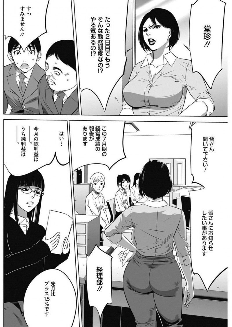 【少年漫画】男の欲望を叶えられる会社へ入社した新入社員に叱咤を入れる巨乳上司…話の最中に社長がやってきてあの権利を乱用！全く威厳のない姿にさせられながらも話を続ける上司だったが放尿してチンポを挿れられ絶頂マゾメスイキ！【さいこ】