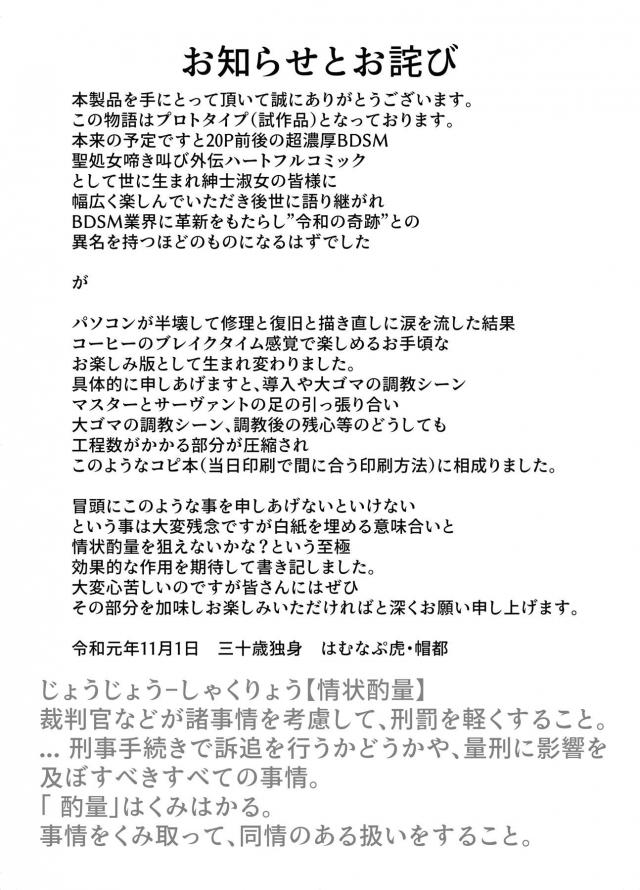時空断裂に巻き込まれ一人になってしまったジャンヌがマスターを探すと変態男に目隠し拘束されていてあわてて助けたそうとしたら、マスターに令呪で身代わりにされて肉便器にされめちゃくちゃに中出しレイプされてしまう！【Fate/Grand Order・エロ同人誌】