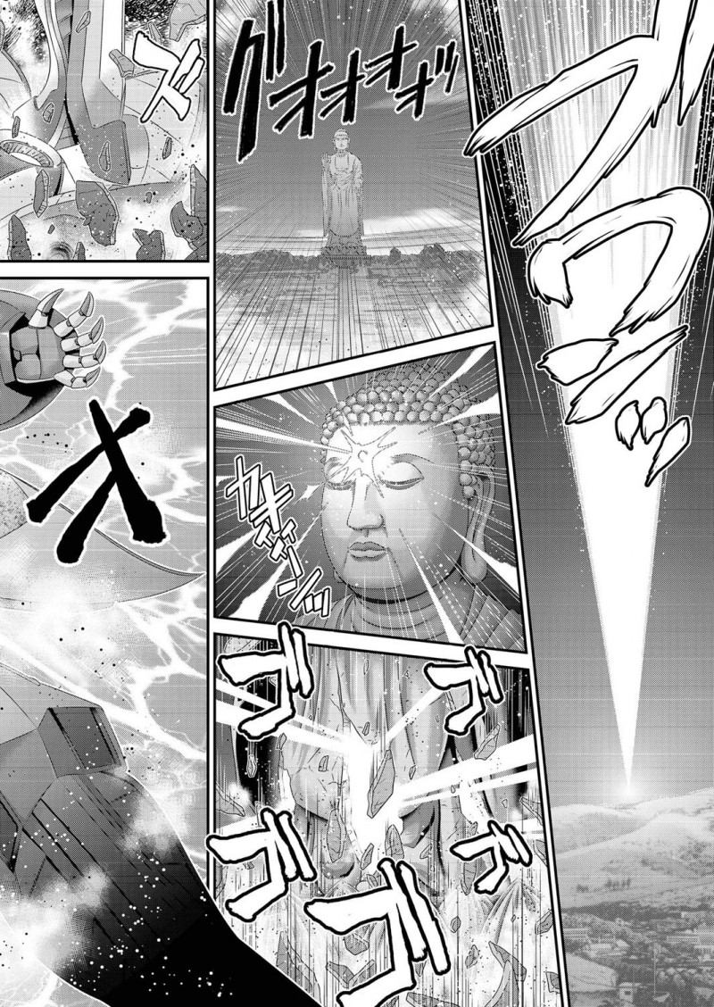 【エロ漫画】核が落ちて世の中を暴力が支配する世界になり、大仏ロボをあやつり男たちを成敗している女達が触手ロボに襲われ犯されながらも…！？