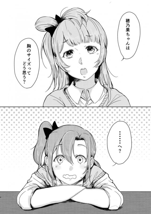 突然ことりちゃんのおっぱいが小さくなってしまい揉むと大きくなるみたいだよと穂乃果ちゃんに言われ、おっぱいだけじゃ我慢できなくなり百合セックスしてしまう二人ｗｗｗｗｗｗ【ラブライブ！・エロ同人誌】