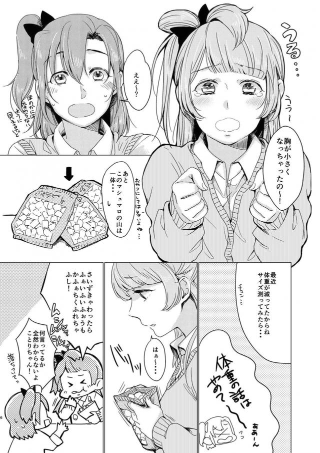 突然ことりちゃんのおっぱいが小さくなってしまい揉むと大きくなるみたいだよと穂乃果ちゃんに言われ、おっぱいだけじゃ我慢できなくなり百合セックスしてしまう二人ｗｗｗｗｗｗ【ラブライブ！・エロ同人誌】