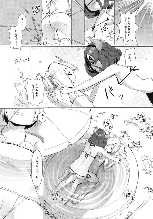 仕事が忙しくて寮のビニールプールに入るマイクロビキニ姿の美玲と小梅がお互いのエロい姿に興奮してレズりはじめ、さらに暴走した二人がプロデューサーに襲いかかり3Pセックスしてしまうｗｗｗｗｗｗｗ【アイドルマスター シンデレラガールズ・エロ同人誌】
