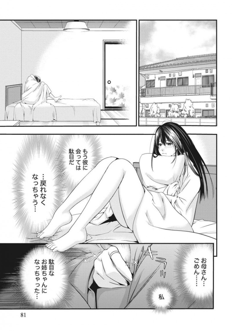 【少年漫画】妹の彼氏と中出しセックスをしてしまい悩みふさぎ込んでしまった巨乳姉…三角関係になってしまい彼と距離を取ろうとするが、留守電に入れられた熱い思いと妹が誘惑する声を聴いてしまう！妹と彼がセックスをしているところを想像しながらオナニー絶頂！【志峨丘トウキ】