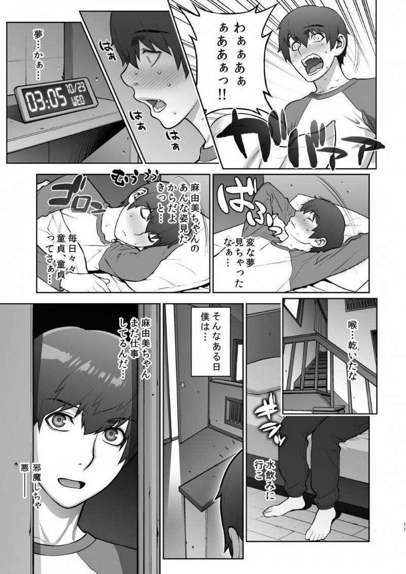 【エロ同人誌】大学生の従弟が上京してきたため一緒に暮らすことになった巨乳叔母…無防備な格好をする彼女に注意しながら仲良く生活する従弟が見てしまったのはアニメのキャラコスをする叔母だった！さらにストーリーに沿ってオナニーを始め絶頂してしまうところまで見届けてしまう！【もっちー】