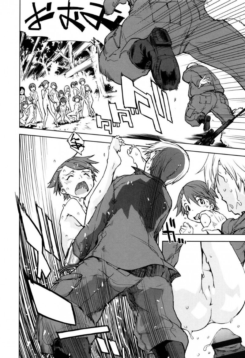 【エロ漫画】巨根な教師の虜になってしまった教え子の少女達…人狼先生は銀の銃弾で撃たれ倒れてしまう。教え子JSたちは童貞のMATAGI達を誘惑しザーメンと力を搾り取るまで乱交生ハメセックス し先生を救う！