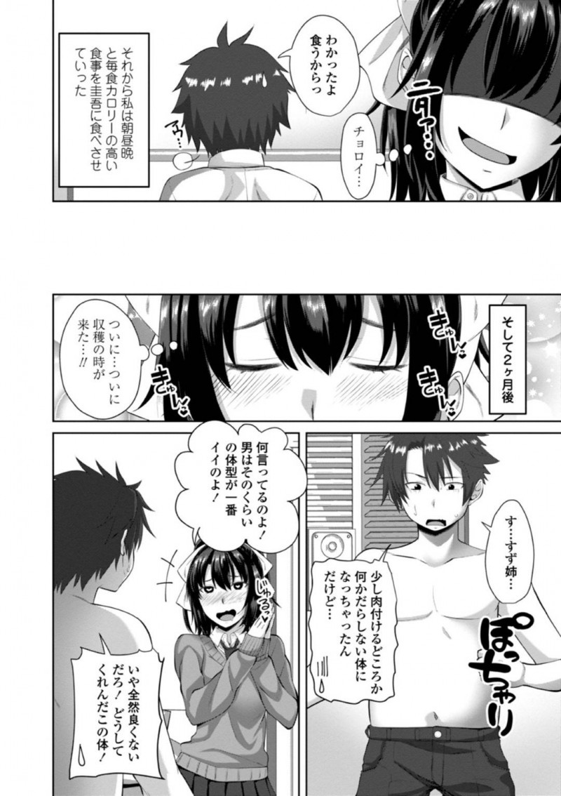 【エロ漫画】体重の増えた兄にダイエットと称してセックスを求めるブラコンなJK姉…淫乱な彼女は手コキやフェラで精子を搾り取った後、騎乗位で近親相姦しまくる！