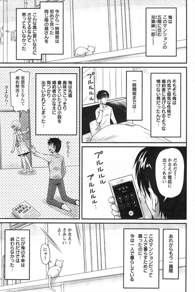 内気で弱気で婚約者にも逃げられるような情けない男が回覧板と一緒に自作のエロ小説も渡してしまい、なぜかいきなり自分の意志とは無関係に身体が動いて自分のエロ小説でオナニーしていた巨乳主婦の部屋に侵入し盗撮して中出しレイプしてしまう!