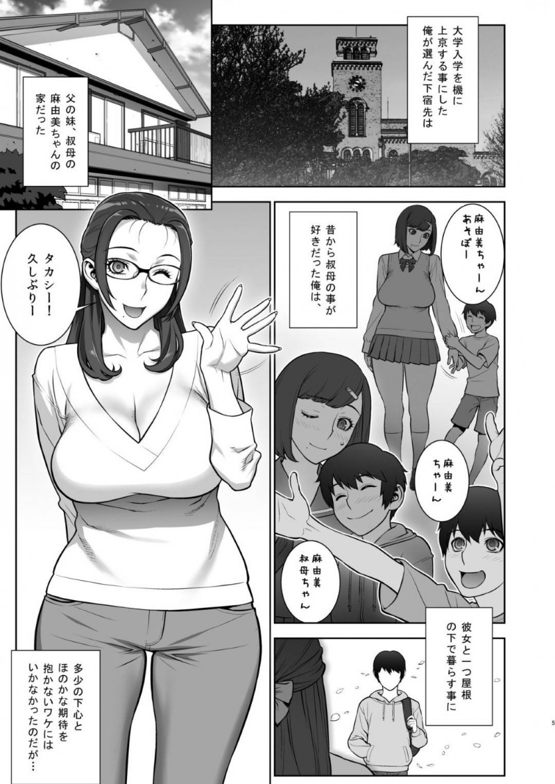 【エロ同人誌】大学生の従弟が上京してきたため一緒に暮らすことになった巨乳叔母…無防備な格好をする彼女に注意しながら仲良く生活する従弟が見てしまったのはアニメのキャラコスをする叔母だった！さらにストーリーに沿ってオナニーを始め絶頂してしまうところまで見届けてしまう！【もっちー】