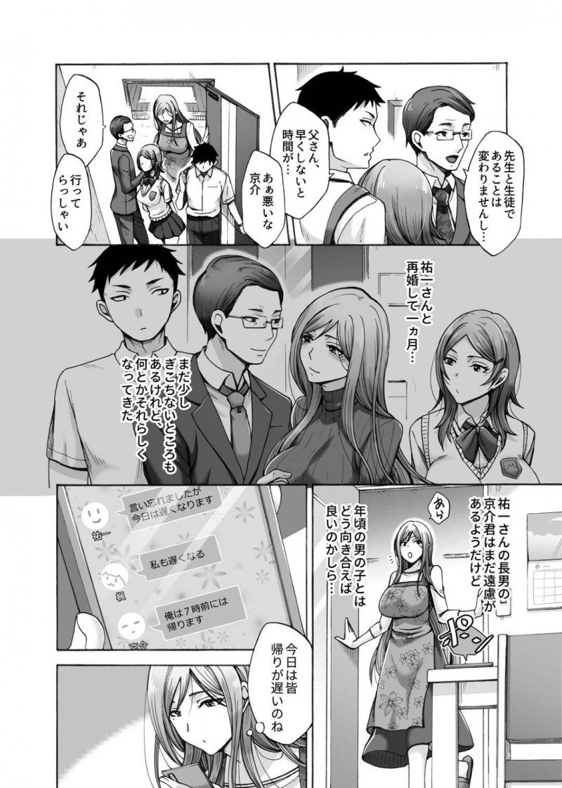 再婚した血の繋がっていない方の新しい爆乳お母さん…お風呂から出てきたらハグされちゃって乳首責めからの中出しセックスでだいしゅきホールドしちゃう！【月白沙耶：氷川家の歪な性事情 第1話】