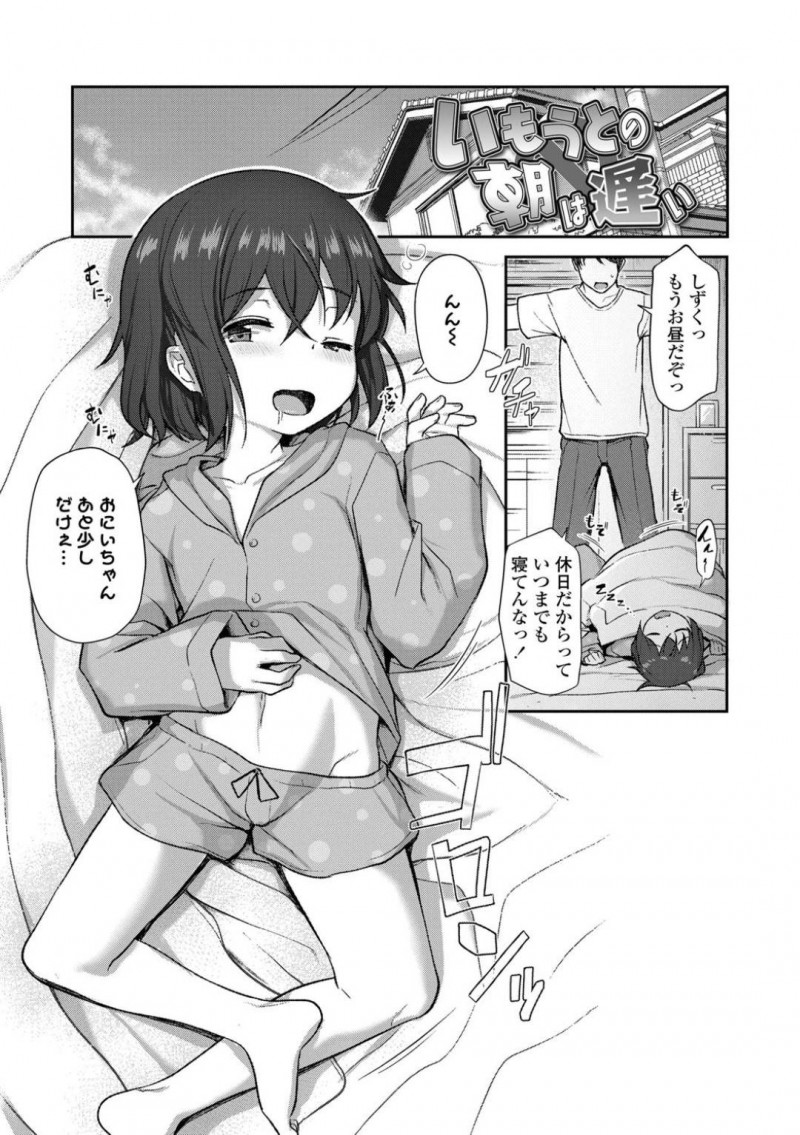 【少年漫画】休日の朝に起こしに来た兄を置いて寝続けるちっパイJS妹…乱れたパジャマから覗くちっパイを見てしまった兄は今までの鬱憤を晴らすように妹に中出しセックス！【はやけ】
