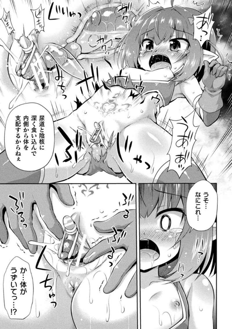【エロ漫画】街の裏で悪を働いていたおじさんを追い詰めた正義の少女エルフ…しかし一瞬の隙を突かれ拘束具を着けられてしまい抵抗するエルフの少女は犯される！【緋乃ひの：おじさんの異種族種付け計画】