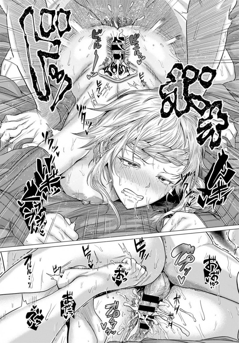 【エロ漫画】秘書男を引き連れて廃墟を訪れる美人漫画家。謎のデブ男が現れて閉じ込められた部屋でセックスを命じられて処女を告白しての初ラブセックスで連続初イキ！