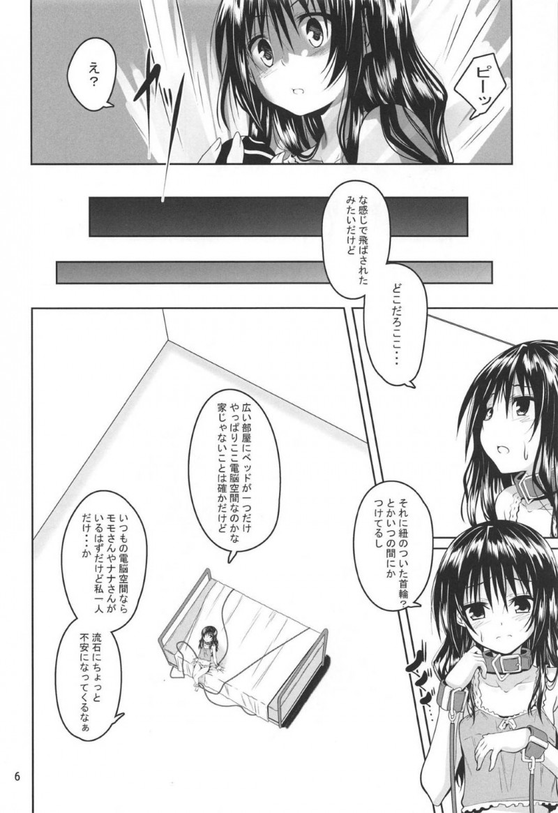 【エロ同人誌】(C97) 謎の柔らかいボールを触っていたら一瞬の内に電脳空間に飛ばされてしまった結城美柑…ここからの進行をするAIが現れ「拘束調教　私、快楽堕ちしちゃう」ゲームが開始される！【夜の勉強会 (ふみひろ)：拘束された美柑が調教ゲームクリアを頑張る話/To LOVEる -とらぶる-】