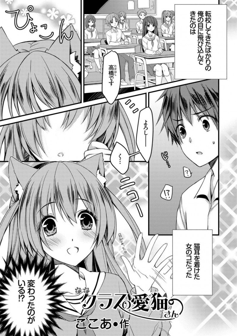 ネコミミを生やしにゃん語が分かる不思議JKのあんず…高橋はネコと戯れていると、ねこ語が分かるという中二病全開のあんずに話しかけられる。あんずが家に遊びに来るとマタタビに興奮し顔を赤らめると高橋は押し倒し中出しセックス【ここあ：クラスの愛猫さん】