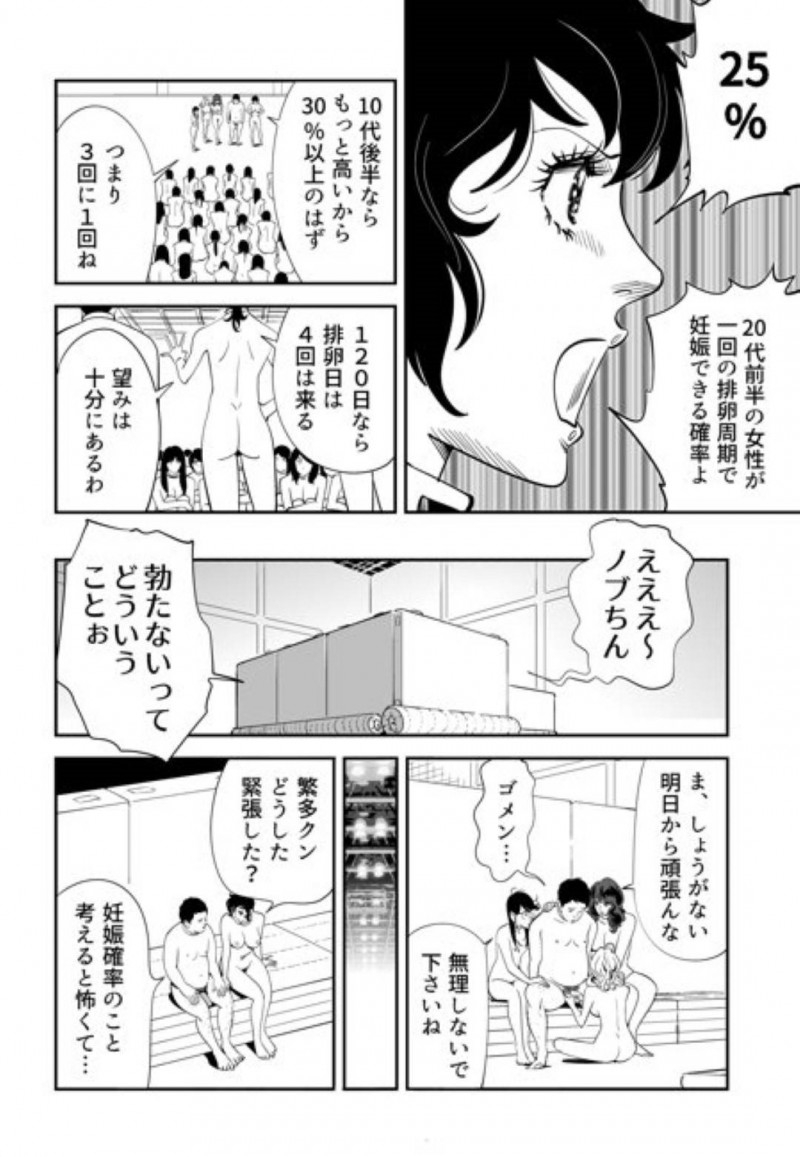 【エロ漫画】童貞男子大学生と120人の女達は、妊娠できなければ死ぬ命賭けのゲームに参加させられる。男は女教師と一緒に試行錯誤しながら女達に中出しセックスで孕ませようと奮闘する【Kidouchi Kon】