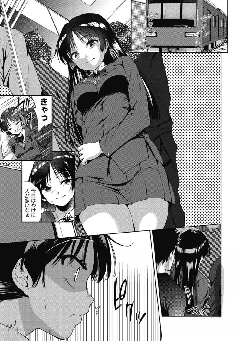 【エロ漫画】市から男子の性処理係に選ばれてしまったJKが朝から通学電車で痴漢され、学校では集団レイプされ、家では近所のおじさんたちに二穴中出しレイプされ壊れていく！