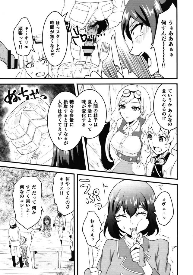 護衛を終えた直後にバーに行くとイサオ市長がいて一緒に飲んでいたら急に体の力が抜けて意識もなくなり、気づいたらイサオにだまされ空賊たちのアジトに捕まっていたレオナたちコトブキ飛行隊がめちゃくちゃに集団レイプされる!【荒野のコトブキ飛行隊・エロ同人誌】