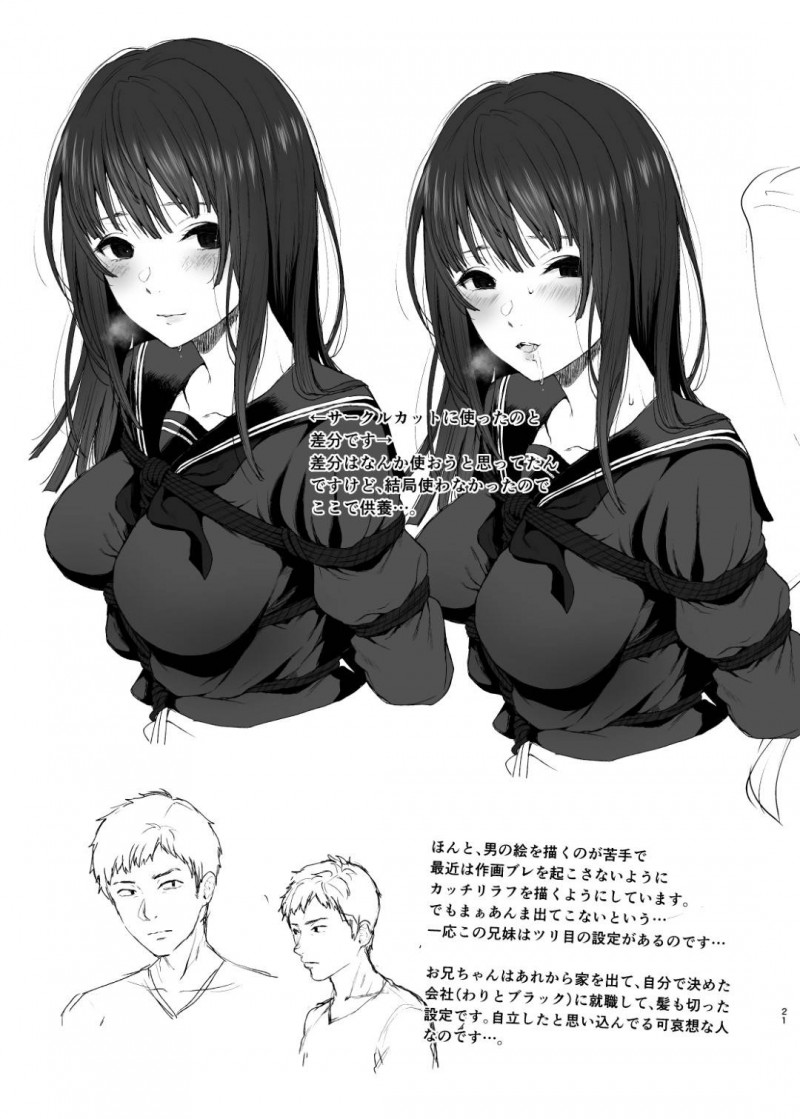【エロ同人誌】引っ越してきたばかりで散らかっている兄の部屋に上がる妹JC…数年前に一線を越えたことから逃げる兄に縄を差し出し自ら縛られる！【ななめの (おそまつ)：おにいちゃんの、せいだよ】