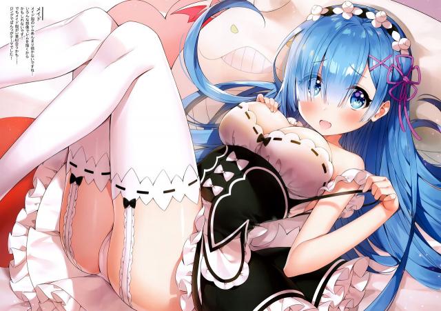 レムがいろんなコスプレをしながらえちちな姿を見せてくれるフルカラーイラスト集！【Re:ゼロから始める異世界生活・エロ同人誌】