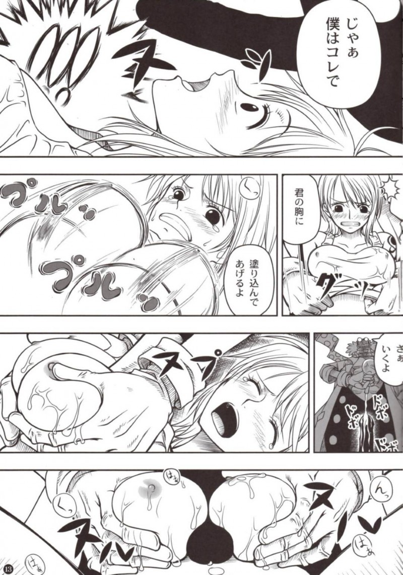 【エロ同人誌】(C78)金獅子の一味に捕らえられてしまったナミ…拘束された状態で怪しい軟膏を身体中に塗りたくられる！【三毛猫堂 (武天)：INSTINCT WORLD/ワンピース】