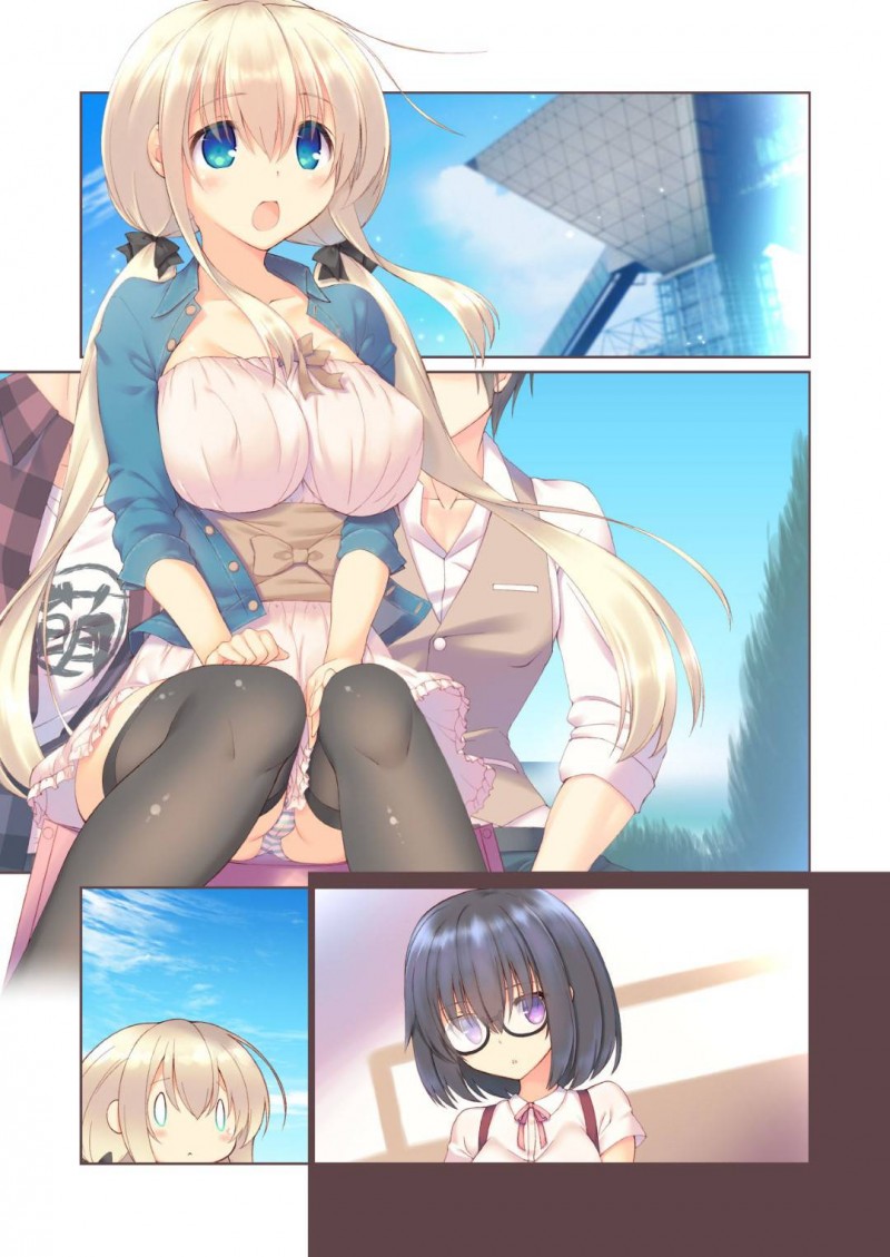 【エロ漫画】即売会に来た男性達と意気投合したキサは、ハプニングでポロリしてしまうと勃起ちんこに興奮し3Pセックス【六ツ野へきさ】