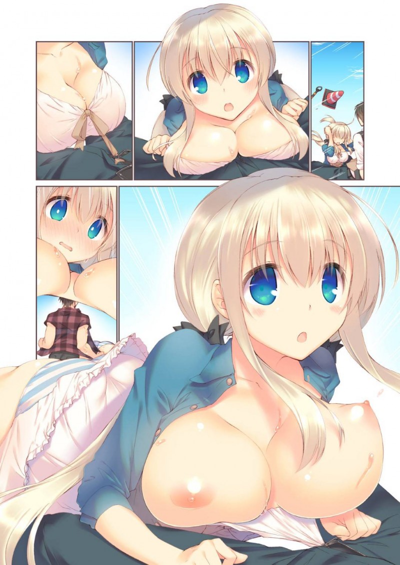 【エロ漫画】即売会に来た男性達と意気投合したキサは、ハプニングでポロリしてしまうと勃起ちんこに興奮し3Pセックス【六ツ野へきさ】
