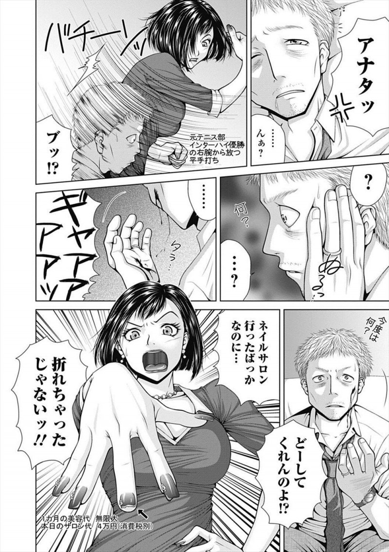 【エロ漫画】家族のた家のローンのために身を粉にして働いているのにいつも怒ってばかりでしかも思い切りビンタしてきた嫁を縄で縛り付けて、おもちゃ攻めから中出しレイプしてドM覚醒させる旦那ｗ