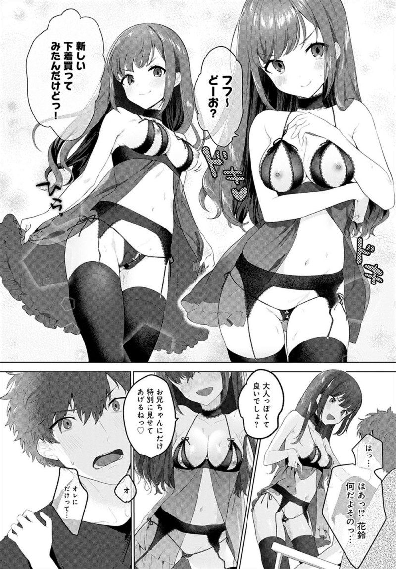 【エロ漫画】兄のことが好きだけどいつも子供扱いされている妹が、通販でエロ下着を買って兄を誘惑し処女を捧げ禁断の中出し近親相姦♡