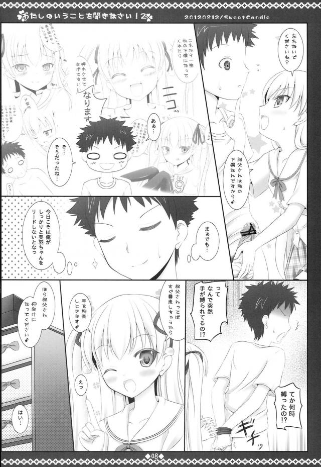 美羽とふたりきりになったときにあまりにも美羽がかわいすぎて襲いかかり、美羽もまんざらでもなさそうなのでエッチしていたら美羽に拘束され中出し逆レイプされる父親！【パパのいうことを聞きなさい!・エロ同人誌】