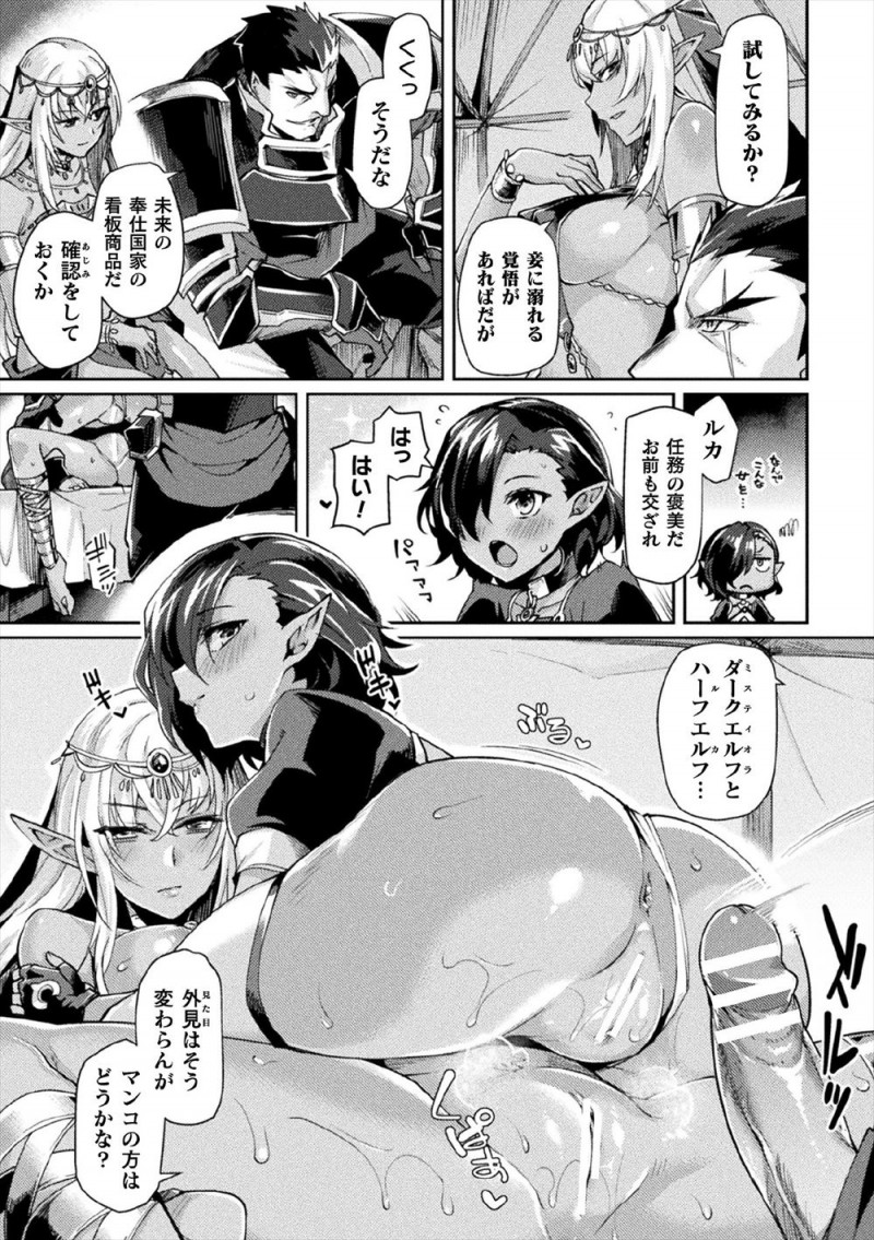 【エロ漫画】敵国の騎士団長につかまったダークエルフの娼婦がその美貌とまんこで騎士団長も落とそうとするが、逆に騎士団長のちんこに身も心も奪われる！