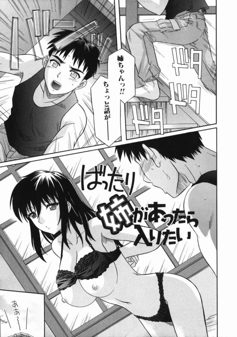【少年漫画】着替え中にノックもなしに入って来た弟を叱る巨乳姉…弟の大切なエロ本やAVを処分したことについて話し合う！【つつみあかり】