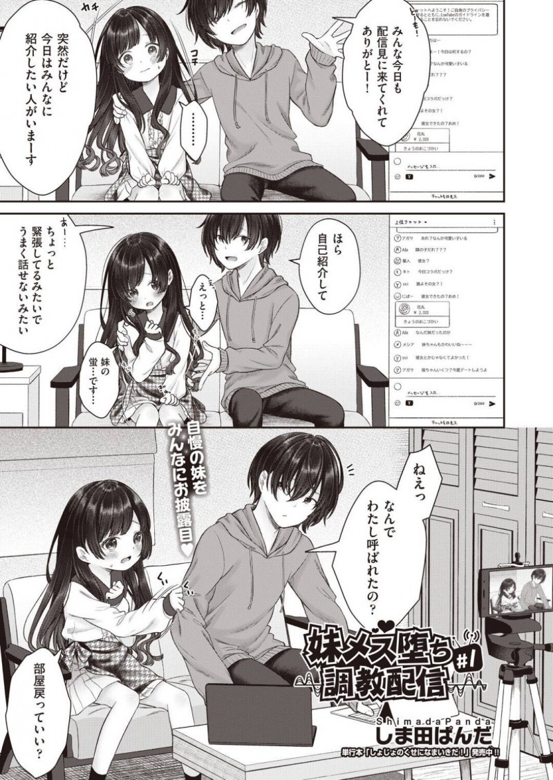【少年漫画】配信者の兄に突然呼び出されていきなりメス堕ち企画に参加させられるちっパイ妹…画面の向こうで大勢に見られながら服を脱がされ玩具で調教される！【しま田ぱんだ】