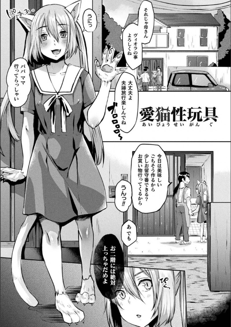 【エロ漫画】留守番の家で禁止にされていた秘密部屋に侵入してニート暴力兄に襲われるネコ耳娘は失禁するまで犯され続ける！ 【白瑞みずち/愛猫性玩具】