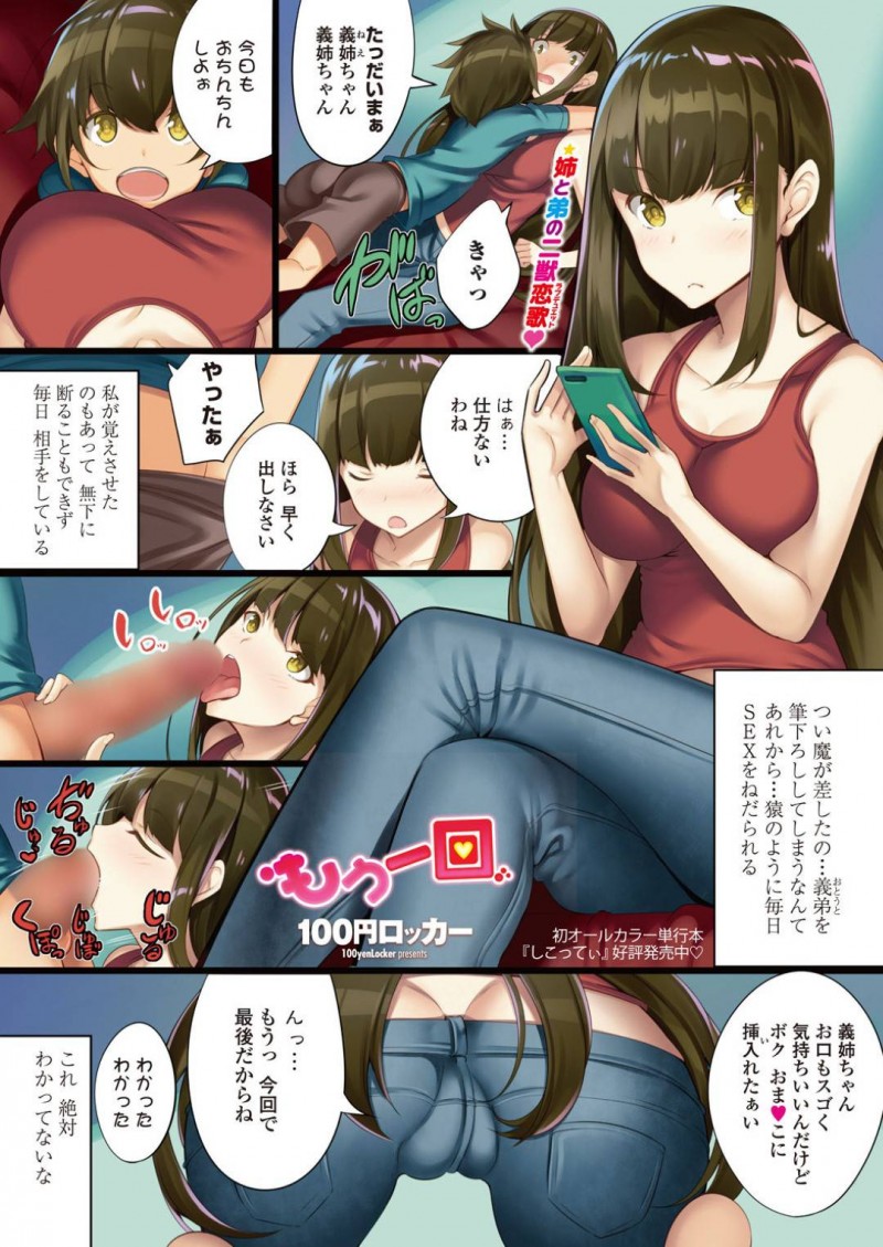 弟と仲が良いツンデレなお義姉さん…イチャイチャとフェラしたりしてトロ顔におねショタしちゃう！【100円ロッカー：もう一回】