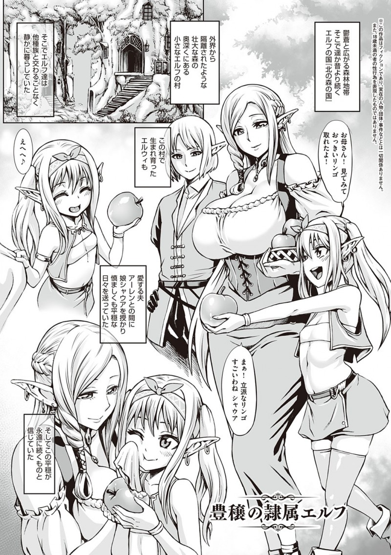【少年漫画】人間の男たちに捕まってしまい性奴隷として扱われるようになったムチムチ爆乳エルフ…されるがままの彼女は次々と男たちに何度も中出し集団レイプされてボテ腹妊娠までもさせられる!【ねろましん:豊穣の隷属エルフ】